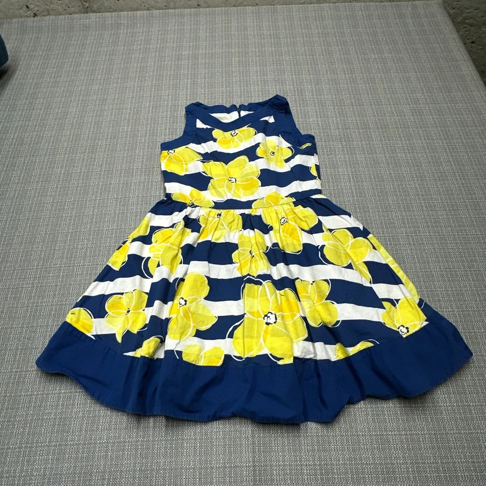 Gymboree Girls Dress Size 8 Floral Stripe Sleeveless Lined Summer Party Pictures